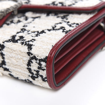 Gucci Tweed GG Monogram Mini Dionysus Chain Wallet White Black Romantic Cherry 9 of 11