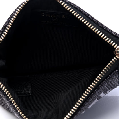 Chanel Woven Straw Raffia Deauville Cosmetic Pouch Black 3 of 4
