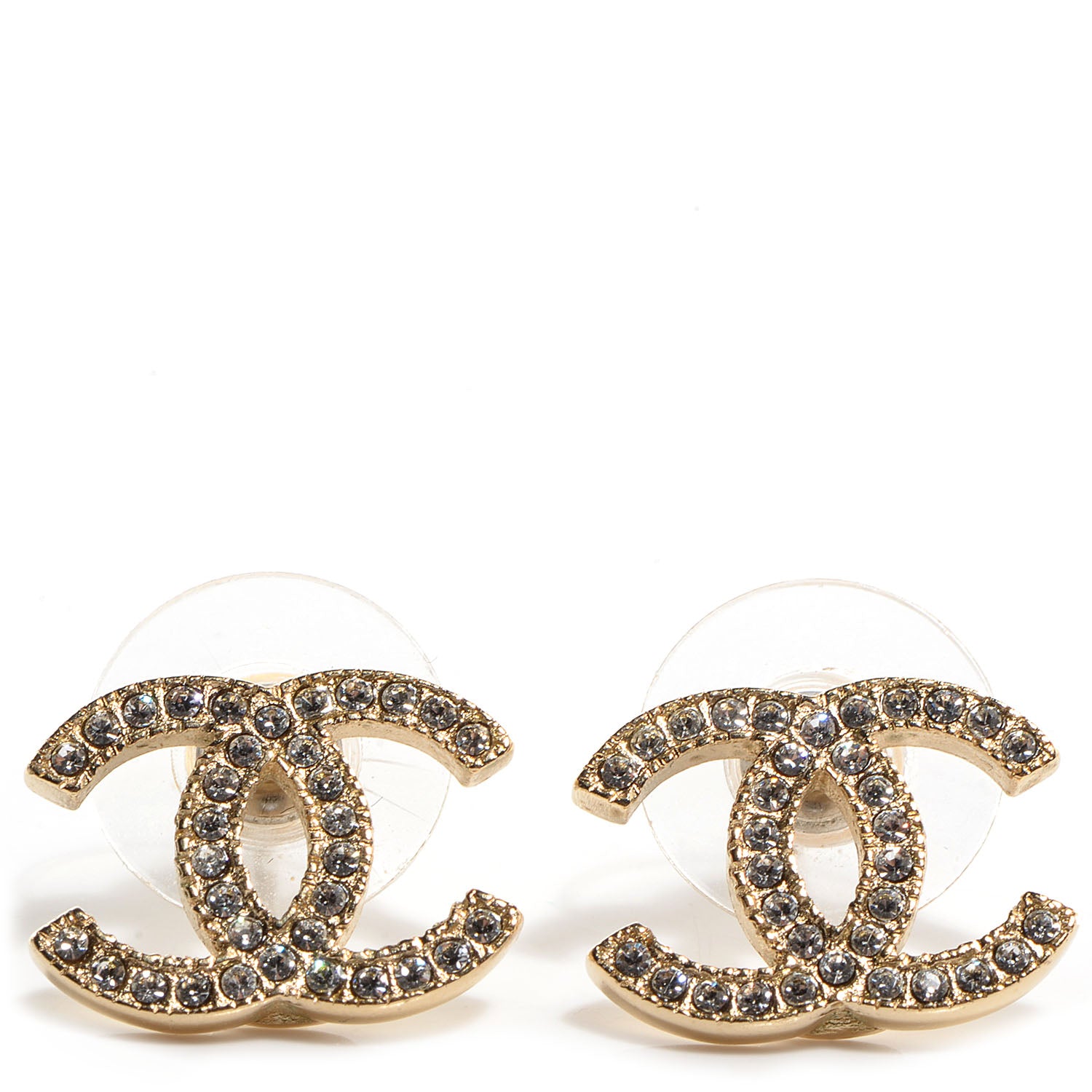 Chanel Crystal CC Earrings Gold 1 of 6