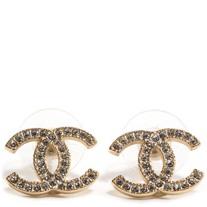 Chanel Crystal CC Earrings Gold 1 of 6