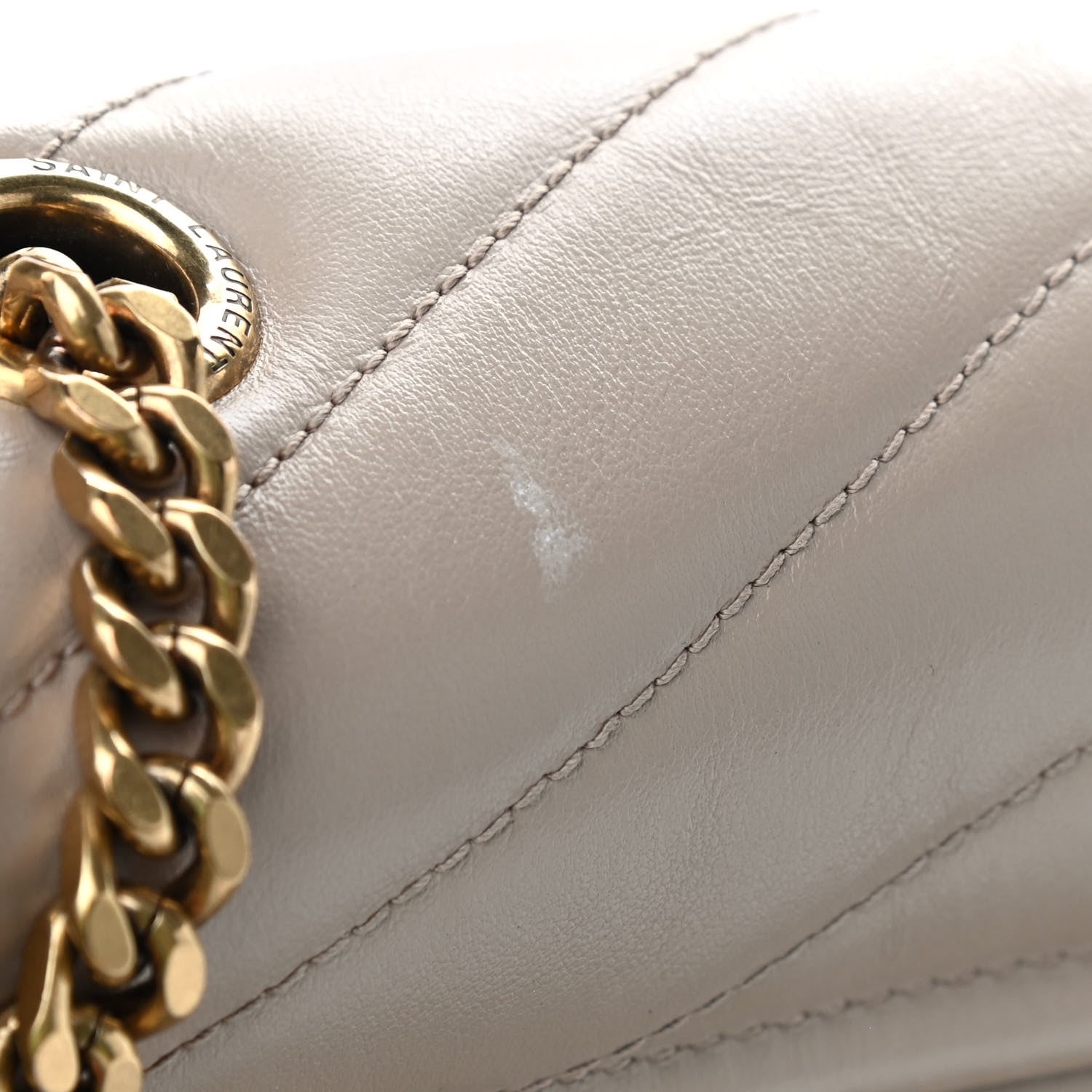 Saint Laurent Calfskin Y Quilted Monogram Medium Loulou Chain Satchel Dark Beige 11 of 11