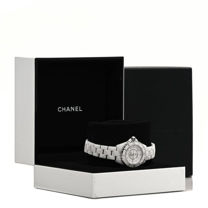 Chanel Stainless Steel Ceramic Diamond 33mm J12 Quartz Watch White 5 of 5