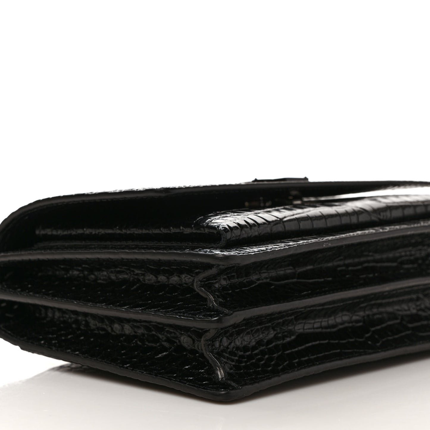 Calfskin Crocodile Embossed Medium Monochrome Monogram Sunset Black