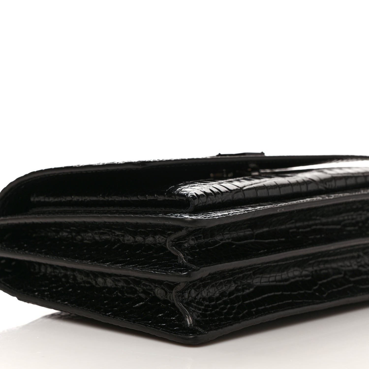 Saint Laurent Calfskin Crocodile Embossed Medium Monochrome Monogram Sunset Black 7 of 8