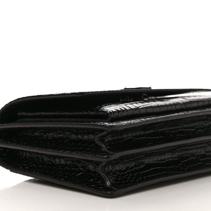Saint Laurent Calfskin Crocodile Embossed Medium Monochrome Monogram Sunset Black 7 of 8