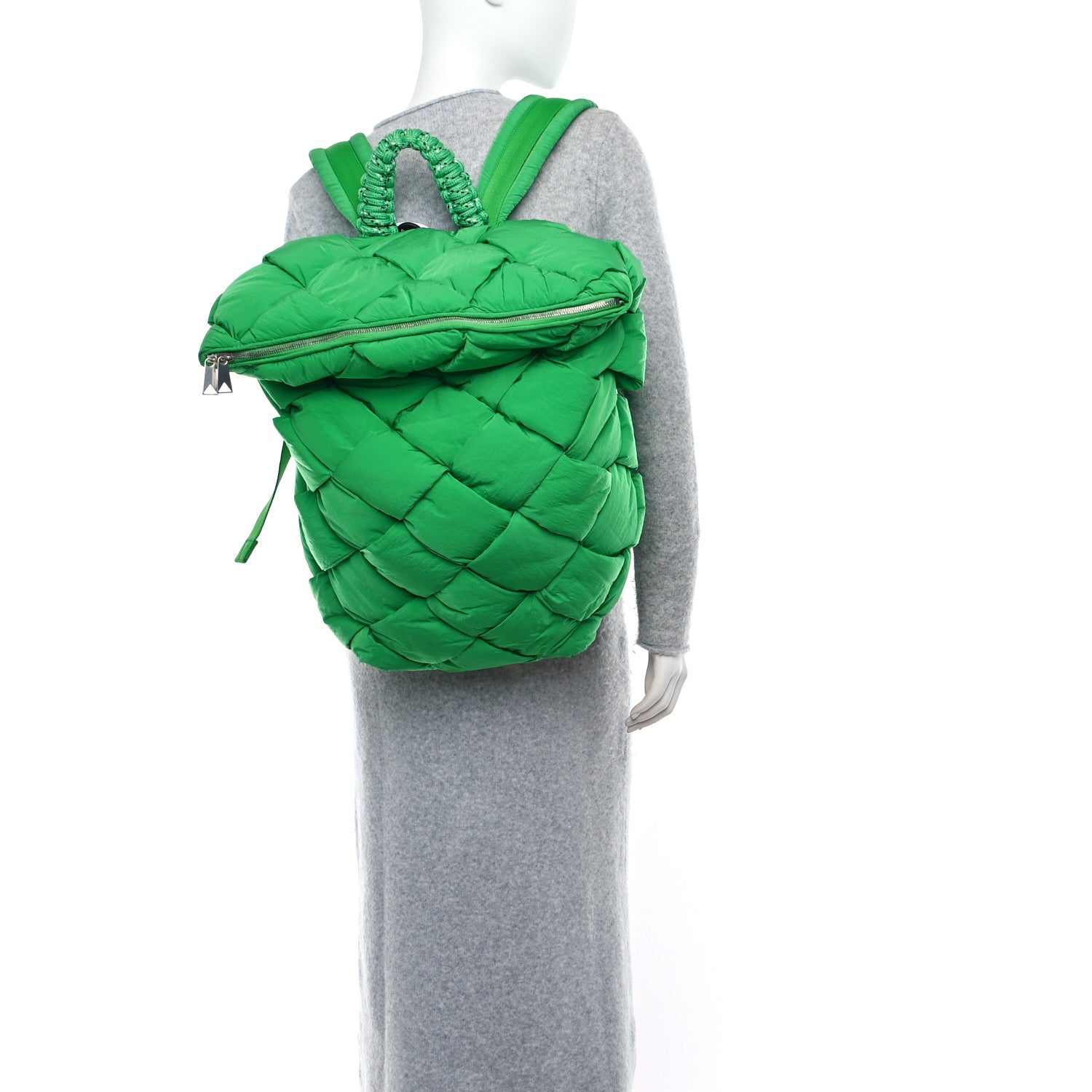 Bottega Veneta Nylon Intrecciato Padded Cassette Backpack Parakeet