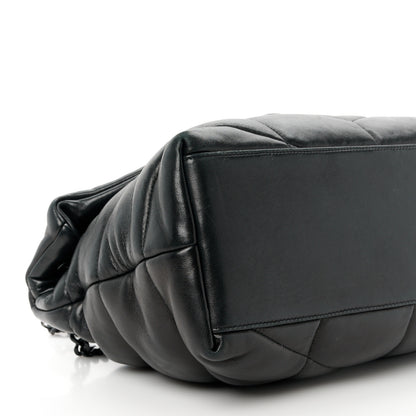 Saint Laurent Lambskin Quilted Monogram Monochrome Medium Loulou Puffer Chain Satchel Black 10 of 11