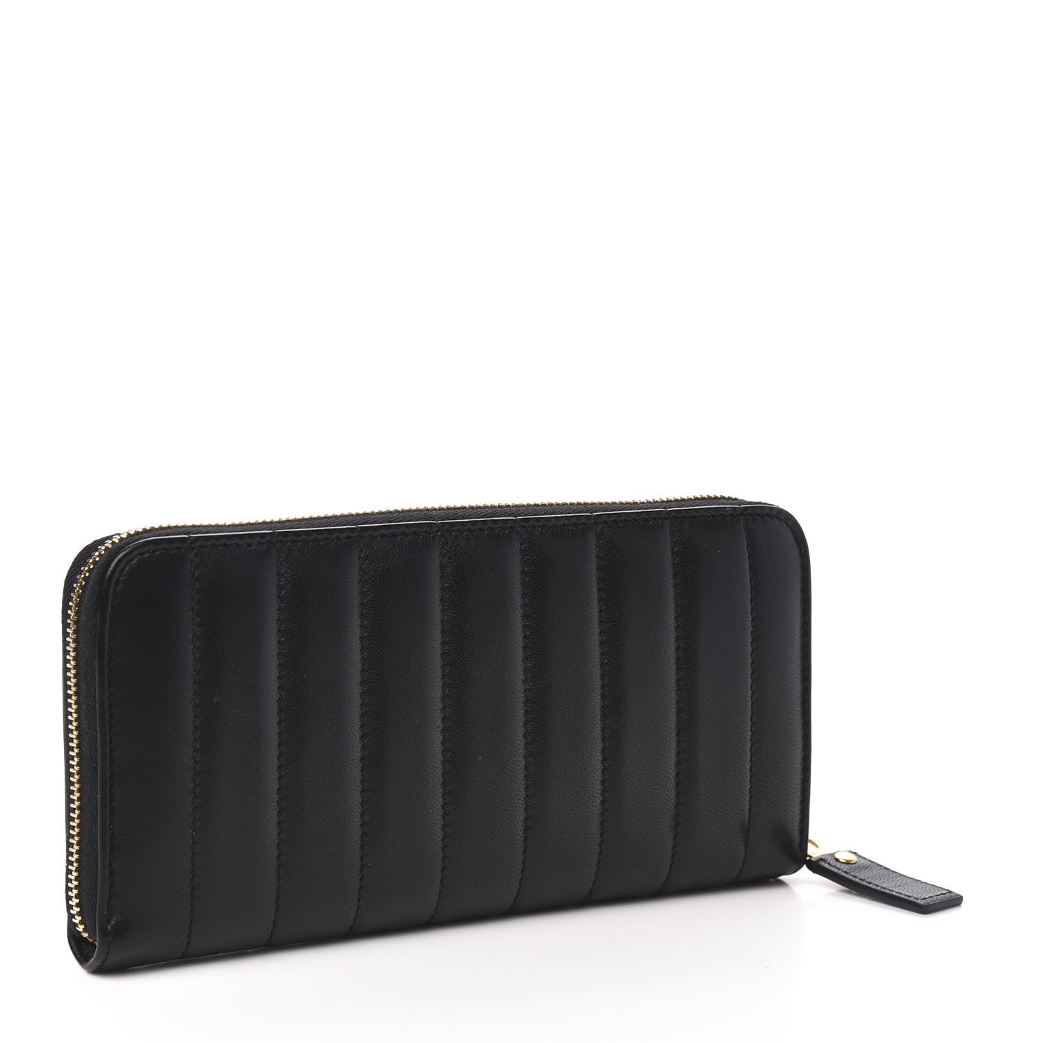 Saint Laurent Lambskin Matelasse Monogram Vicky Zip Around Wallet Black 3 of 7