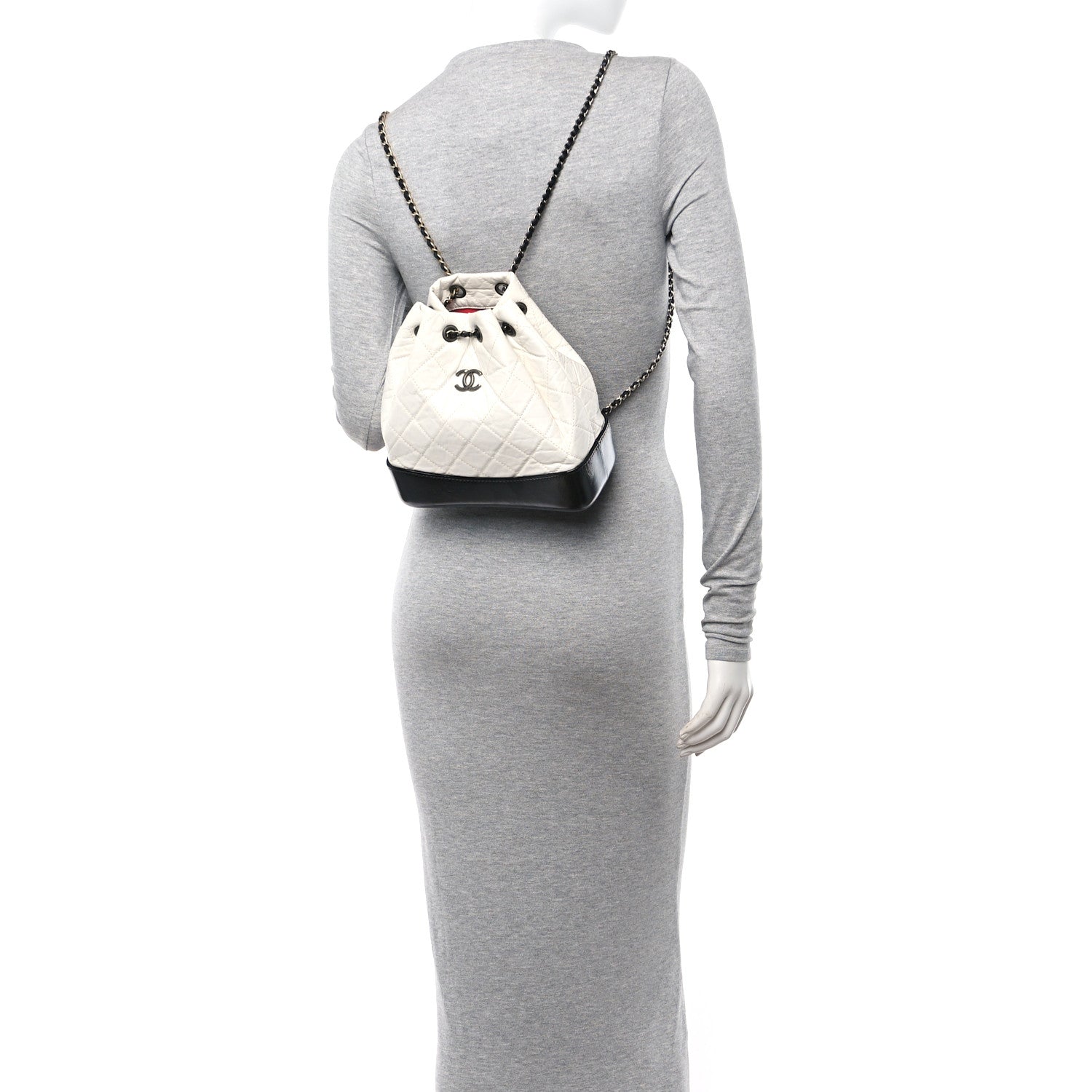 Chanel Aged Calfskin Quilted Small Gabrielle Backpack Black White 2 of 11