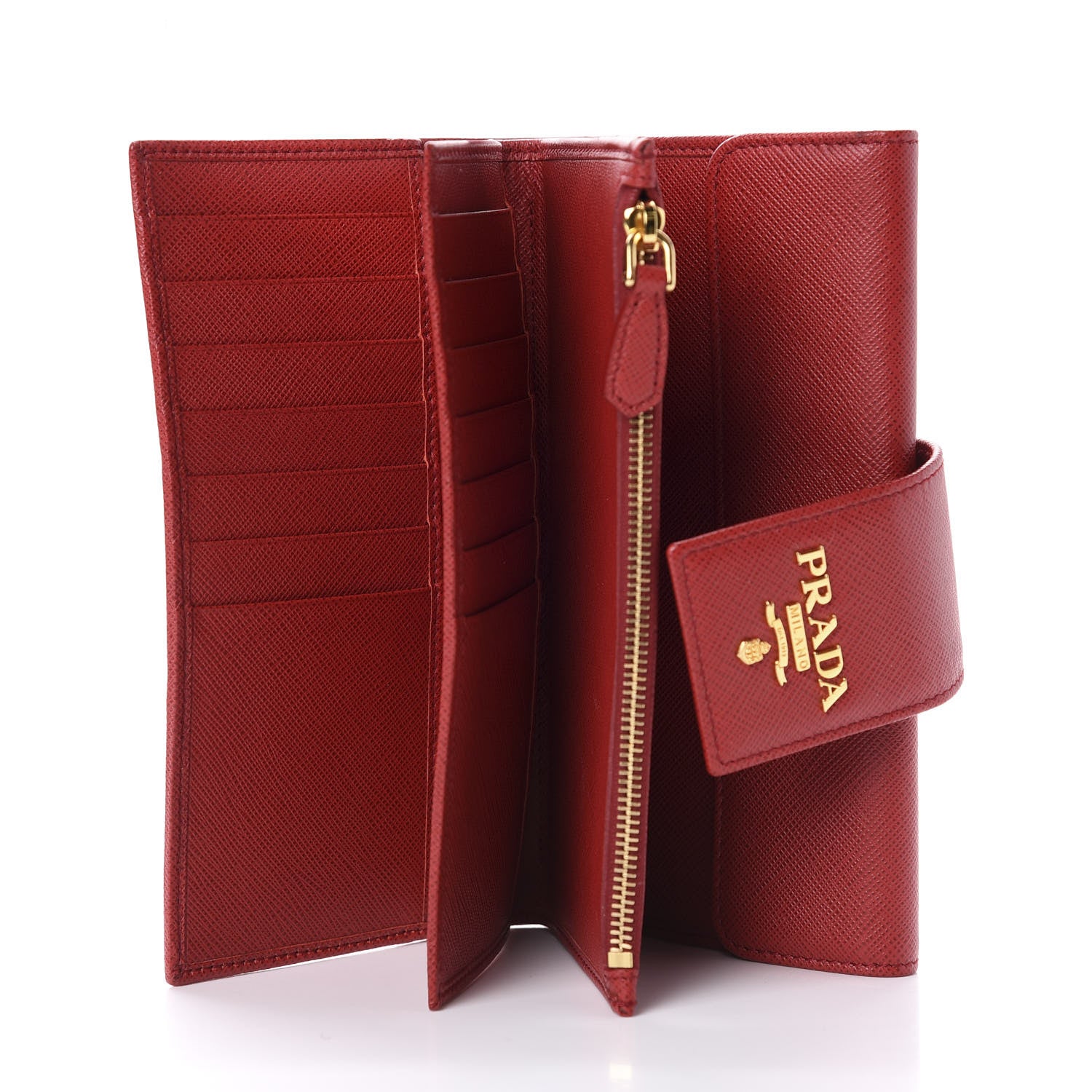 Prada Saffiano Metal Tab Wallet Fuoco 5 of 7