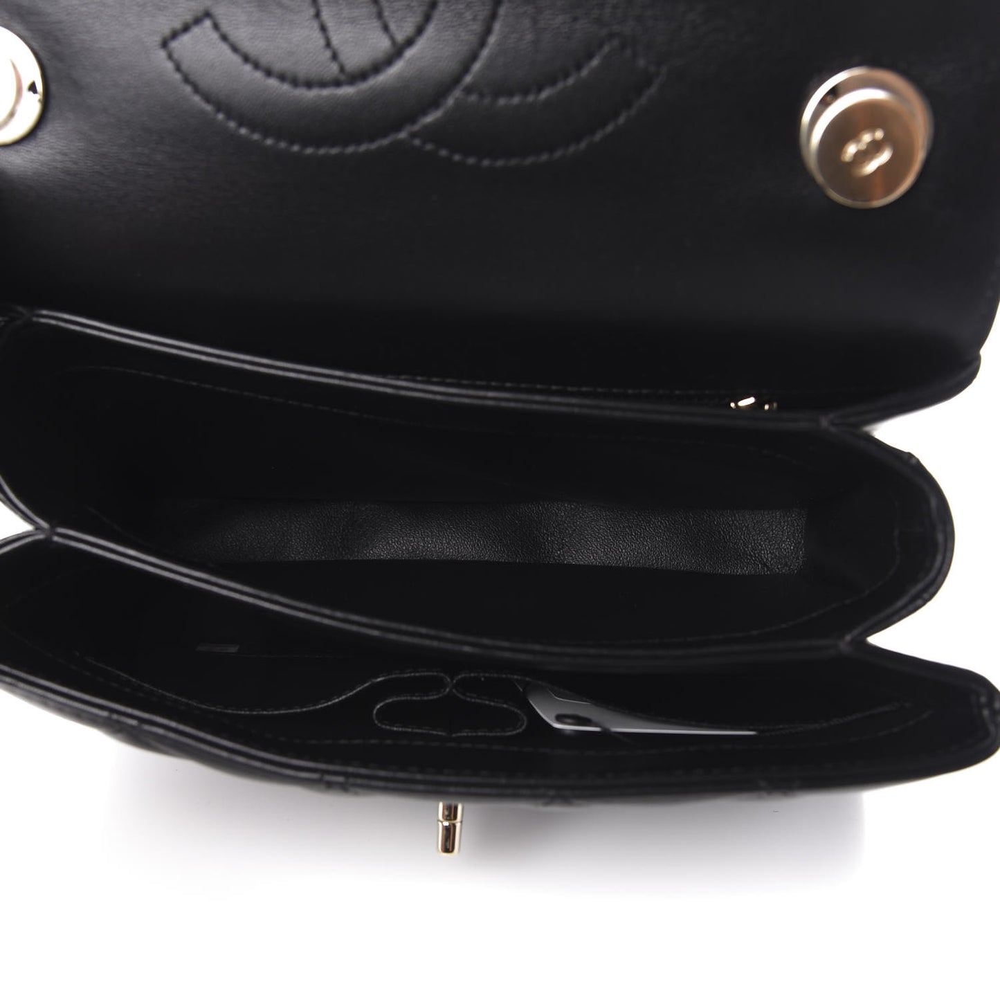 Lambskin Quilted Small Trendy CC Dual Handle Flap Bag Black