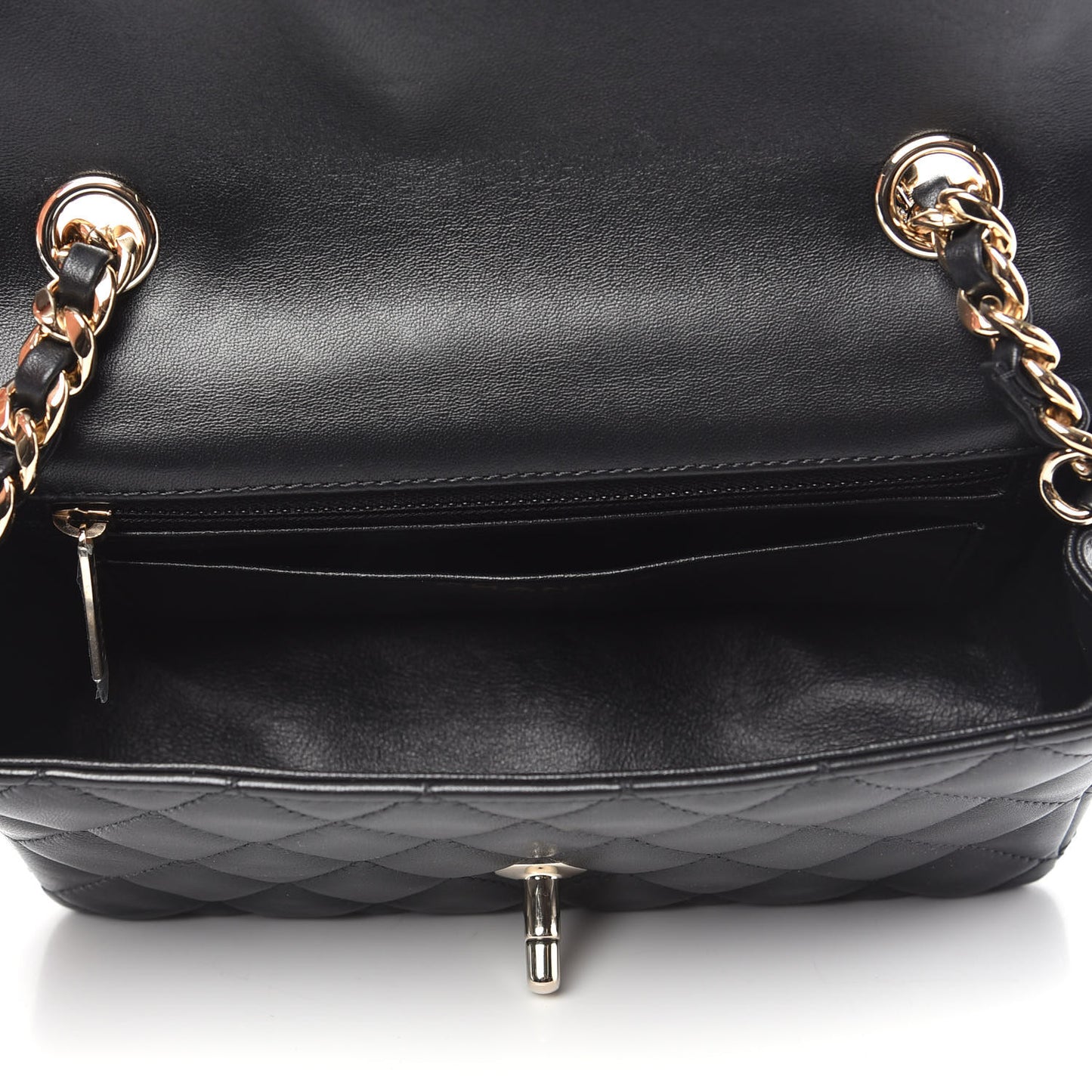 Lambskin Quilted Mini Coco Charms Rectangular Flap Black