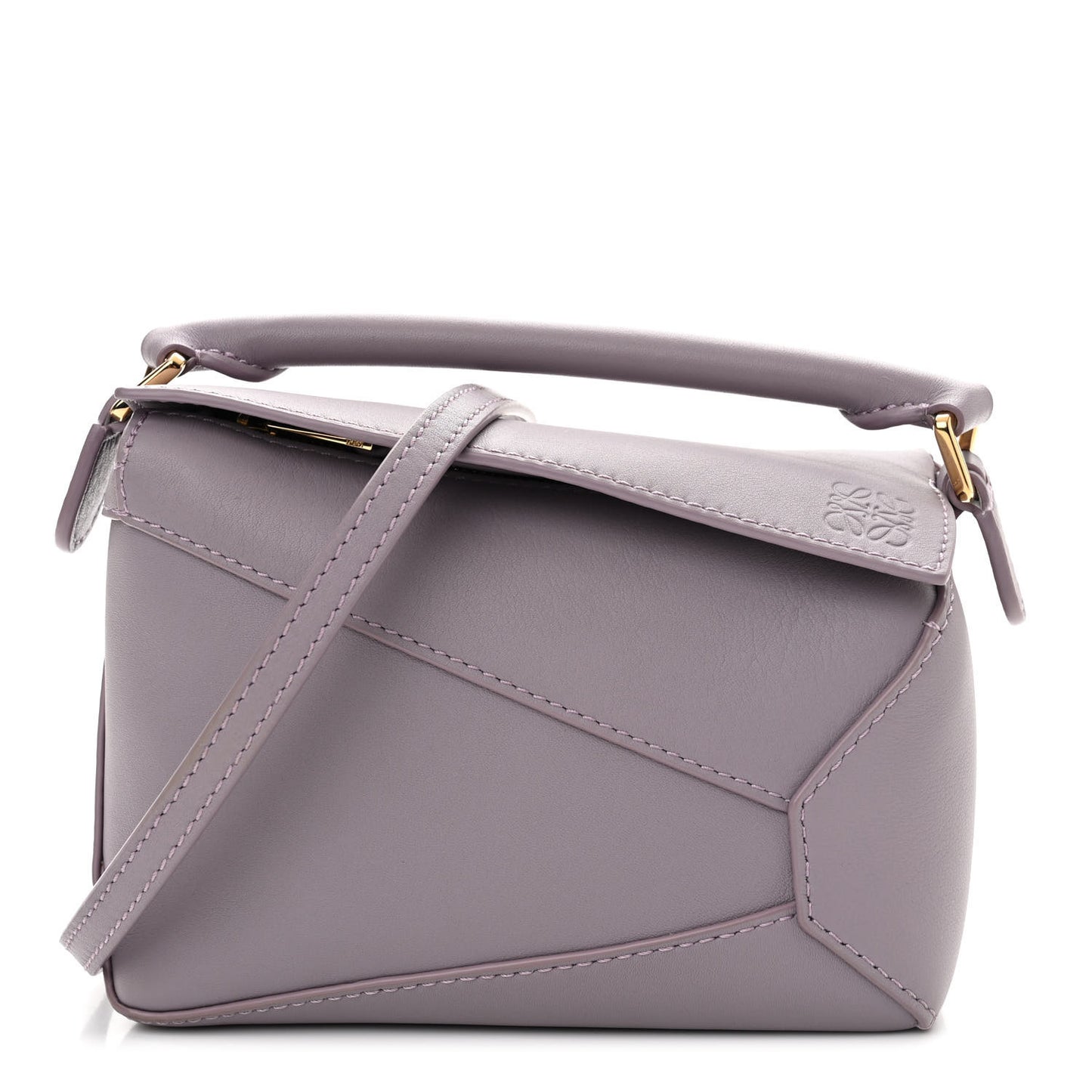 Calfskin Mini Puzzle Edge Bag Pale Aubergine Glaze