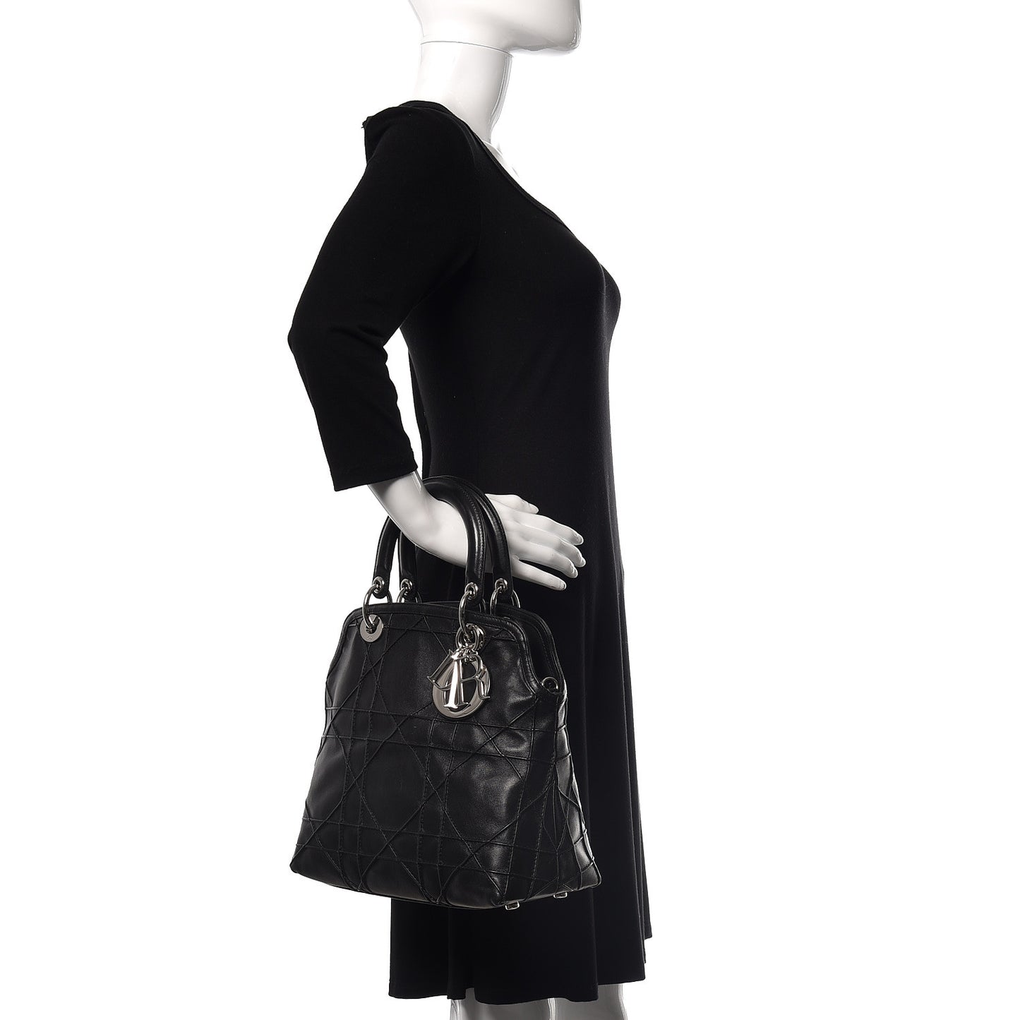 Lambskin Cannage Medium Granville Tote Black