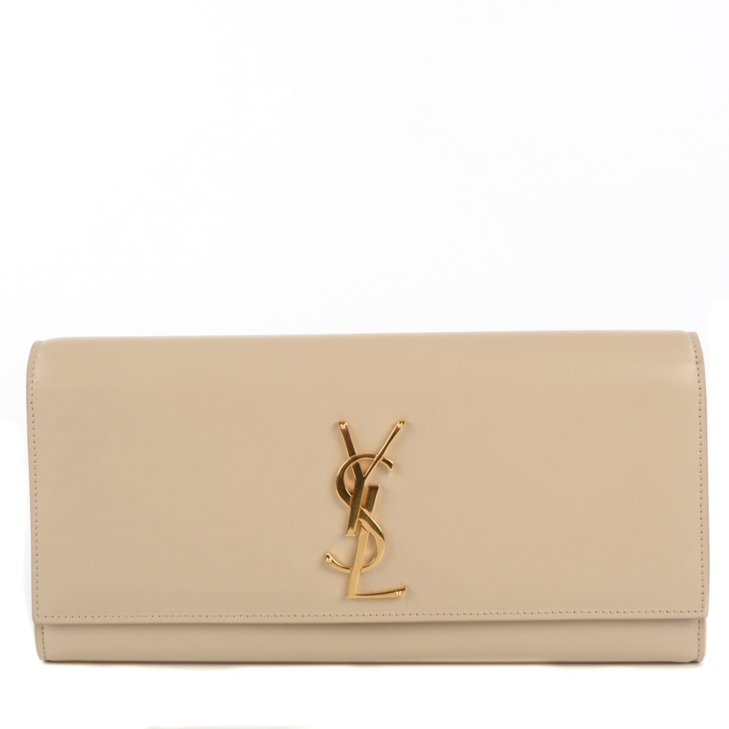 Saint Laurent Calfskin Classic Monogram Clutch Cream 1 of 8