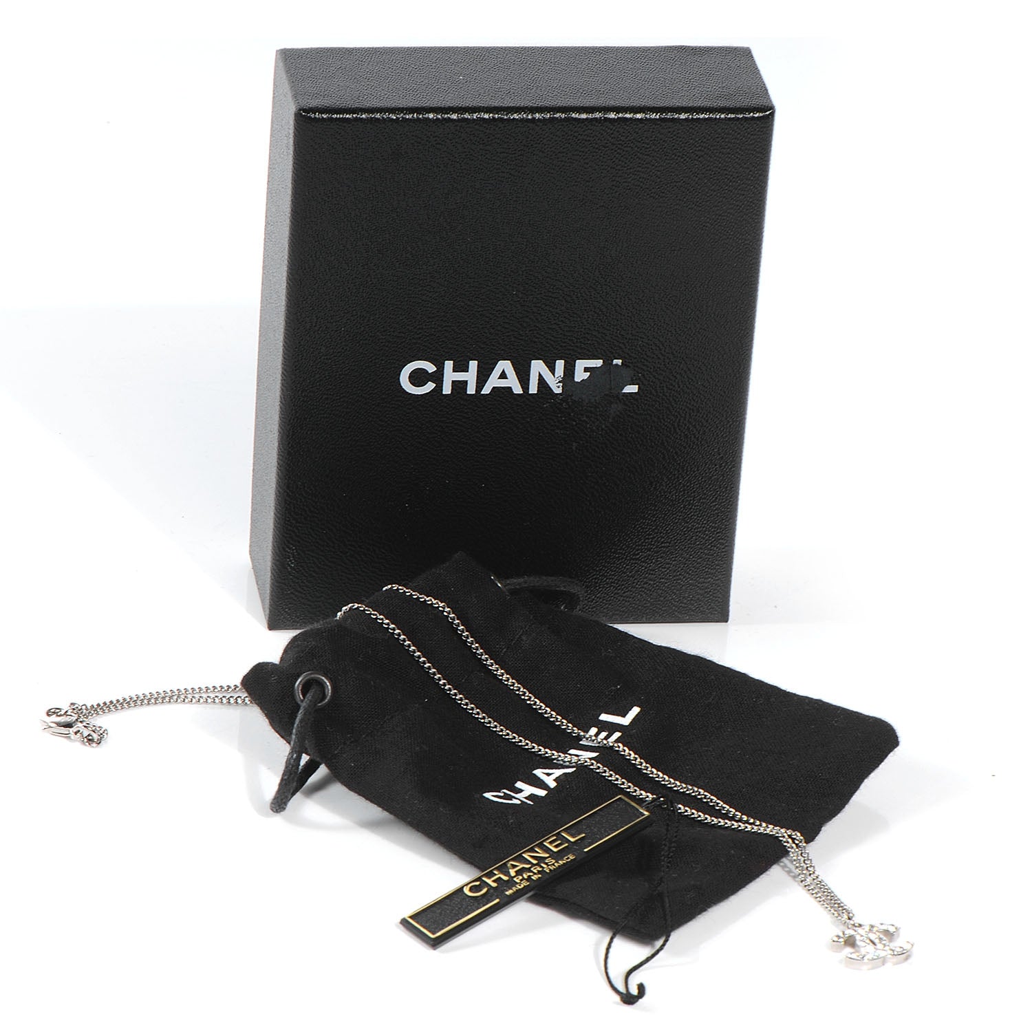 Chanel Swarovski Crystal CC Necklace Silver 4 of 4