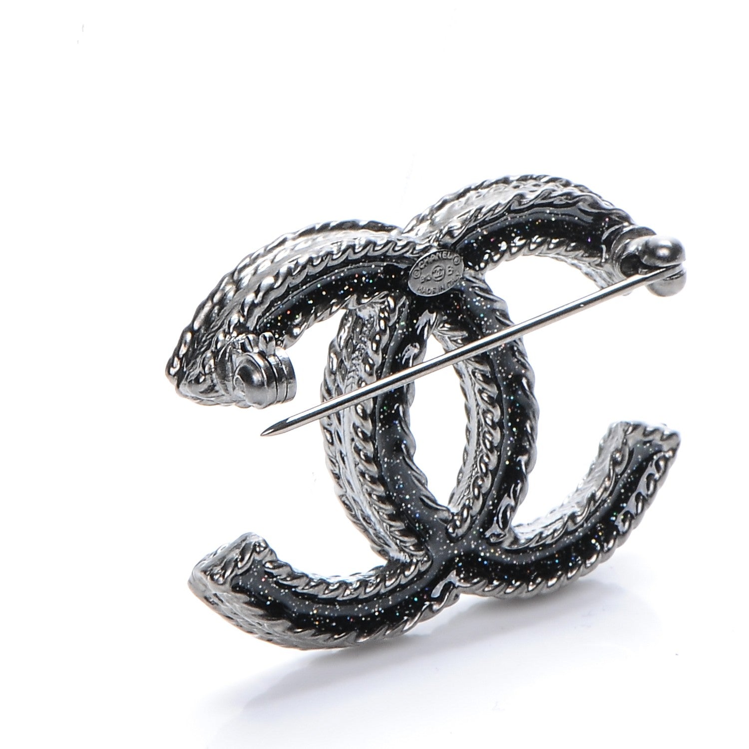 Chanel Ruthenium Crystal CC Brooch Black 3 of 4