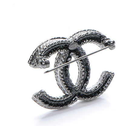 Chanel Ruthenium Crystal CC Brooch Black 3 of 4