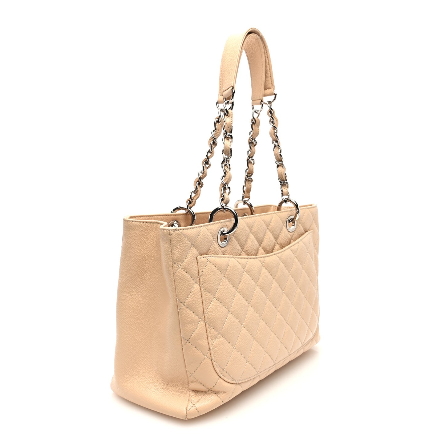 Caviar Quilted Grand Shopping Tote GST Beige Clair