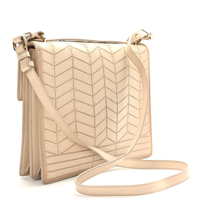 Salvatore Ferragamo Calfskin Suede Studded Aileen Shoulder Bag Beige 3 of 8