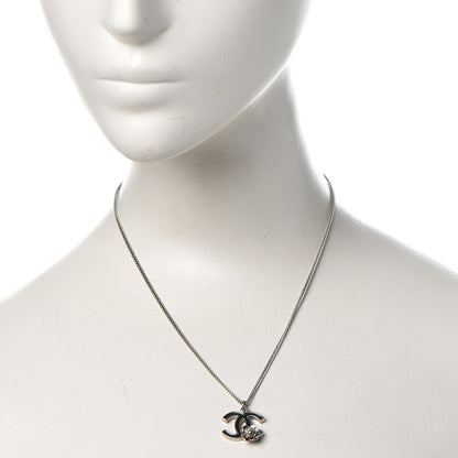 Chanel Enamel CC Camellia Necklace Silver Black 2 of 6