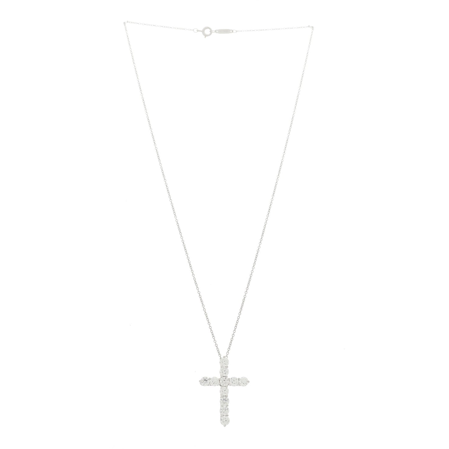 Platinum Diamond Large Cross Pendant Necklace