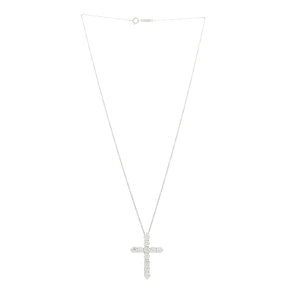 Tiffany Platinum Diamond Large Cross Pendant Necklace 3 of 6
