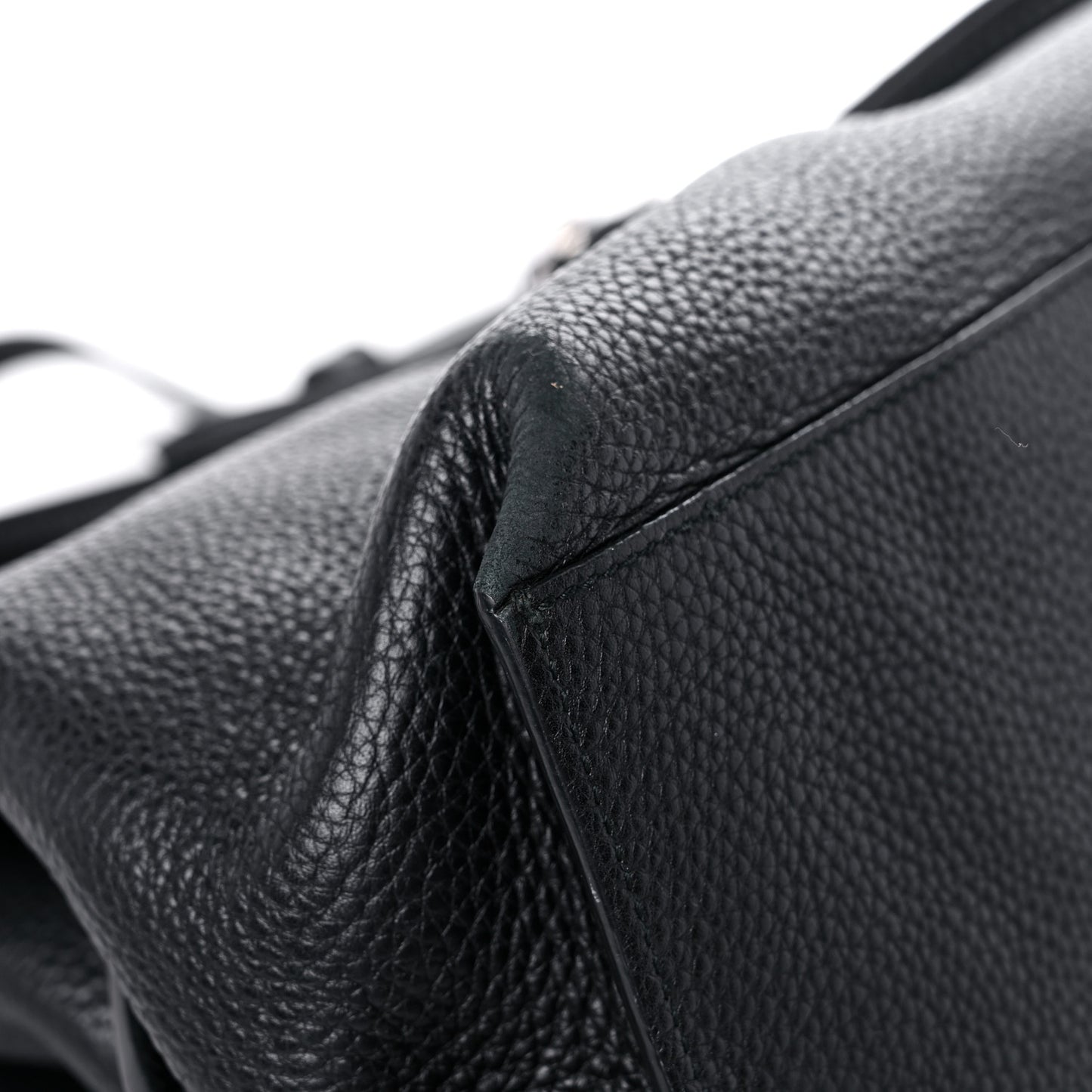 Pebbled Calfskin Large Bamboo Daily Top Handle Bag Black