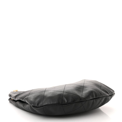 Chanel Calfskin Stitched Curved Chain Hobo Black 4 of 10