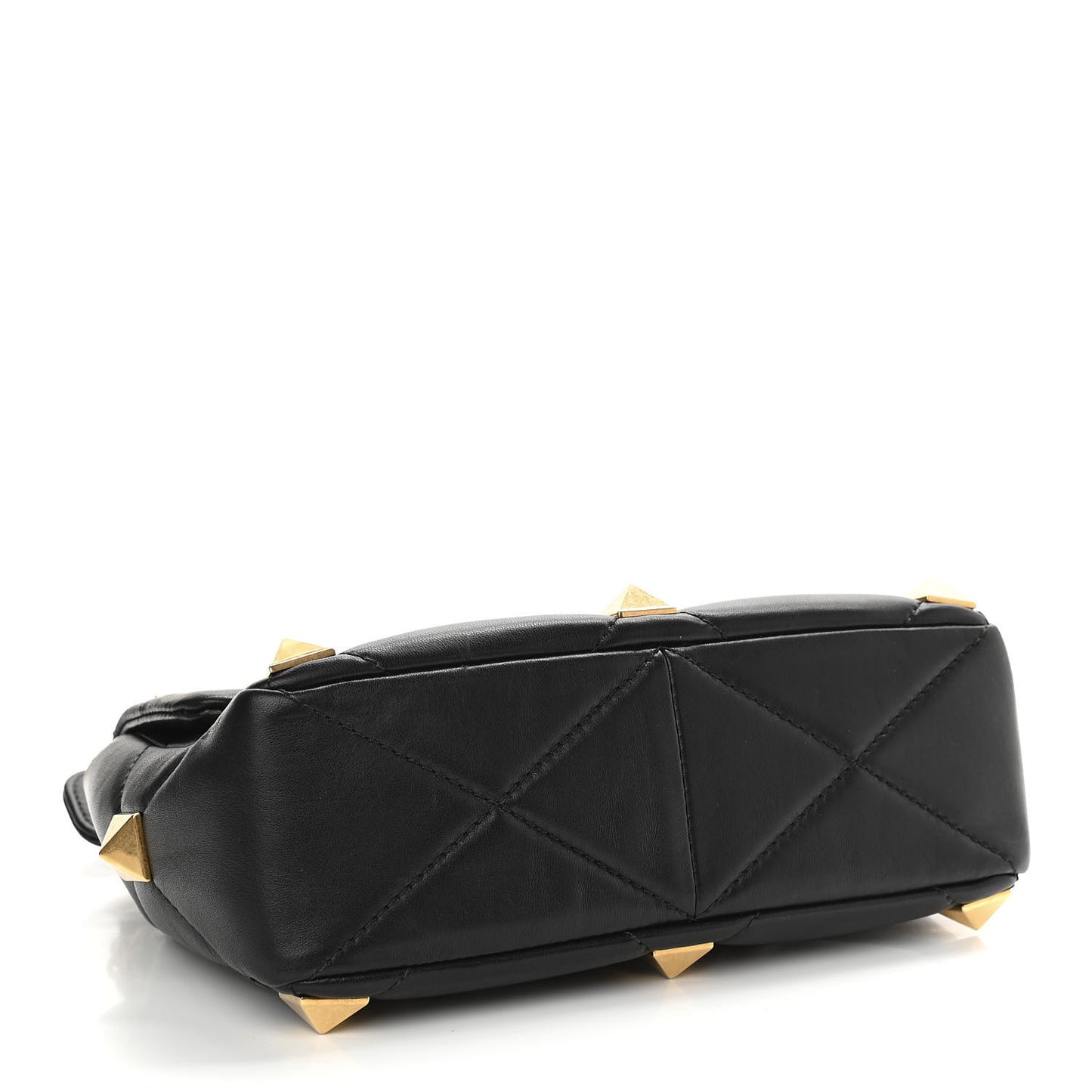 Nappa Large Roman Stud Shoulder Bag Black