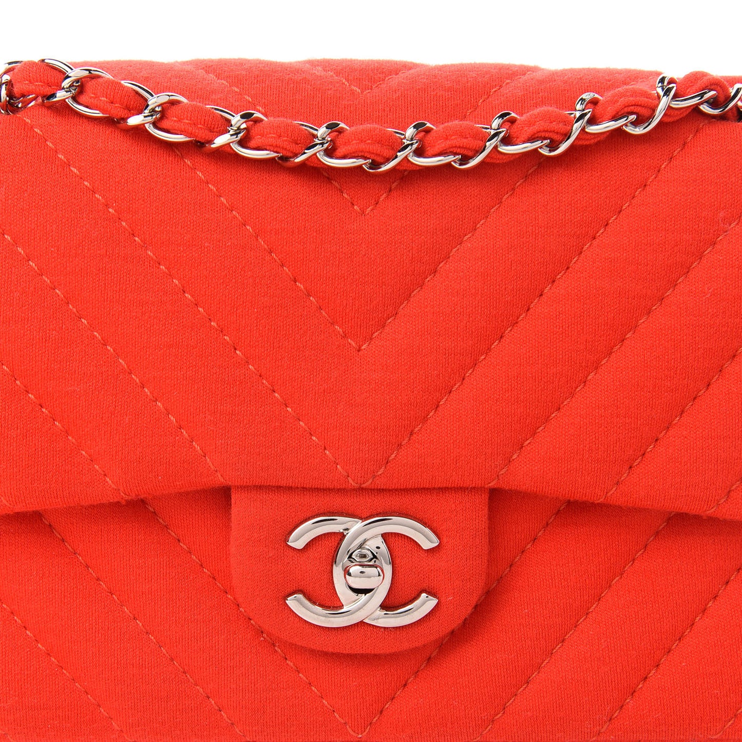Jersey Chevron Quilted Medium Single Flap Red