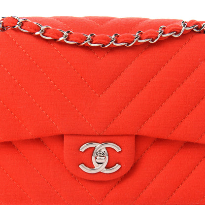 Chanel Jersey Chevron Quilted Medium Single Flap Red 10 of 10