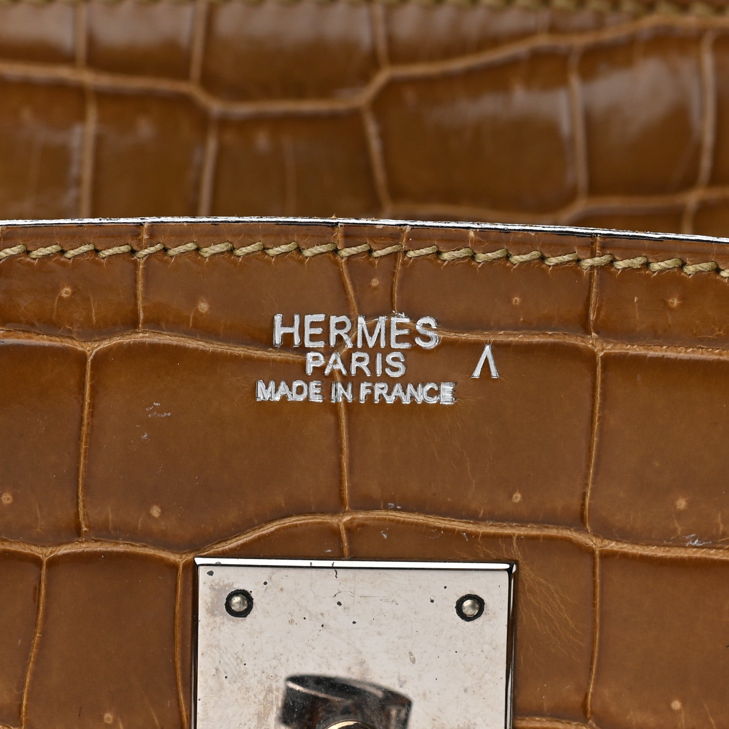 Hermes Shiny Porosus Crocodile Birkin 30 Ficelle Chartreuse 27 of 42
