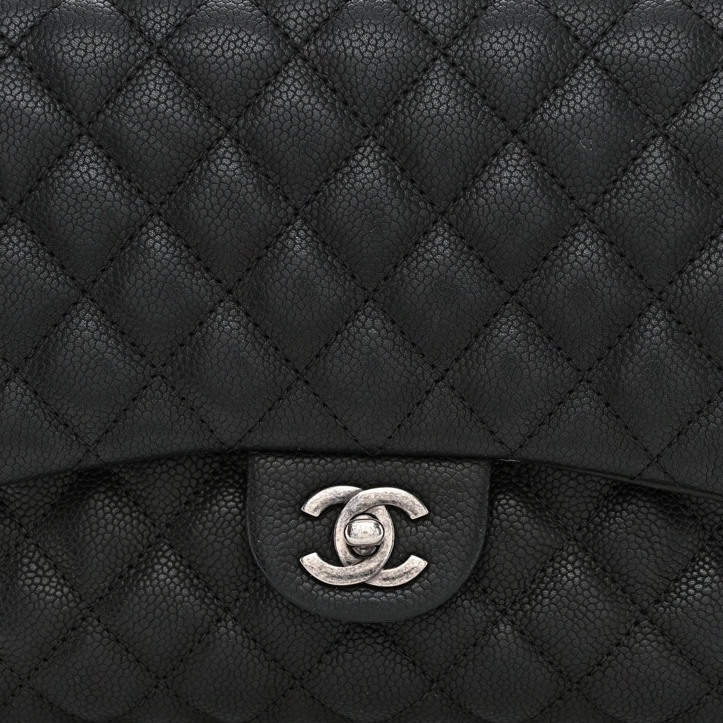 Caviar Quilted Medium Rock In Rome Single Flap Black