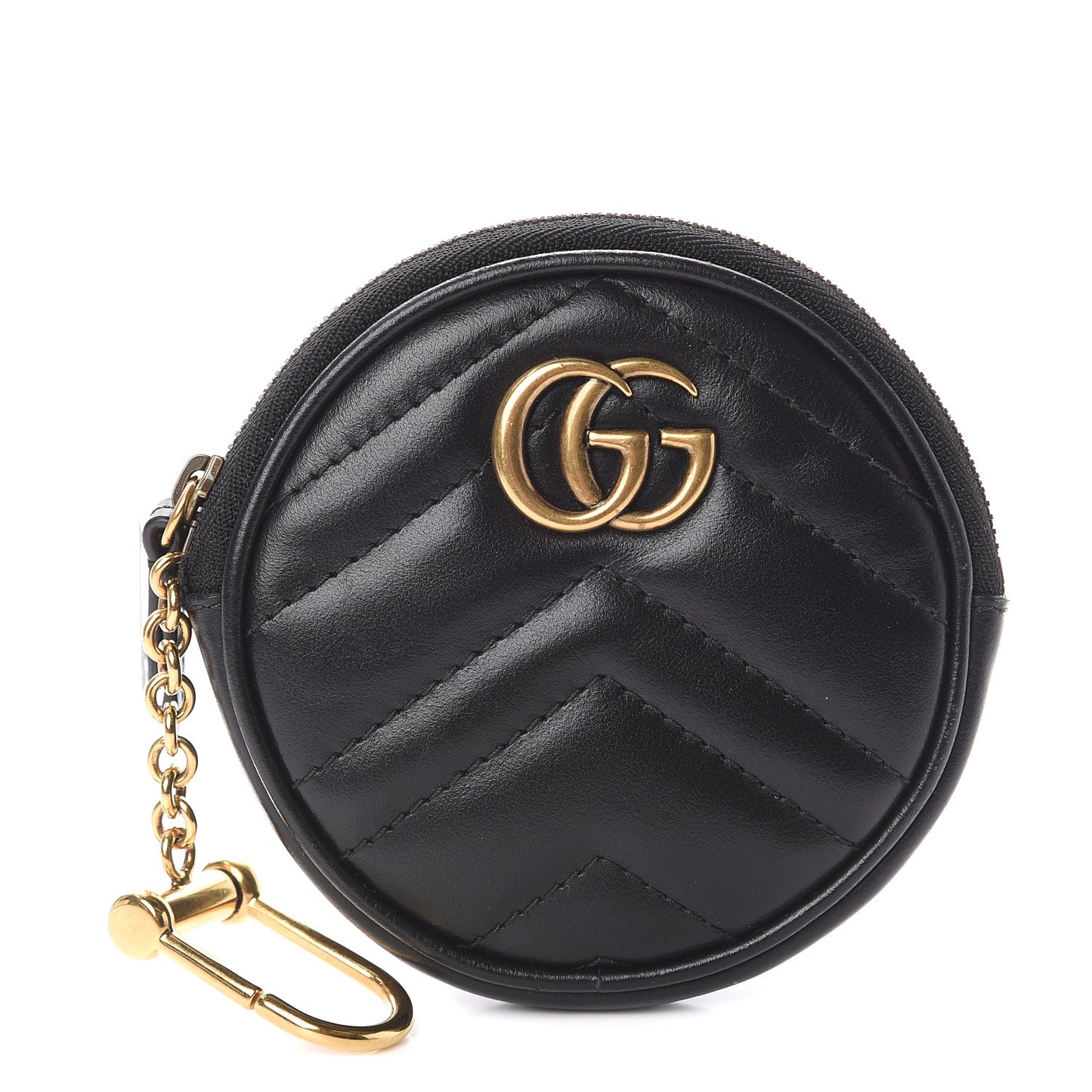 Calfskin Matelasse GG Marmont Round Coin Purse Black