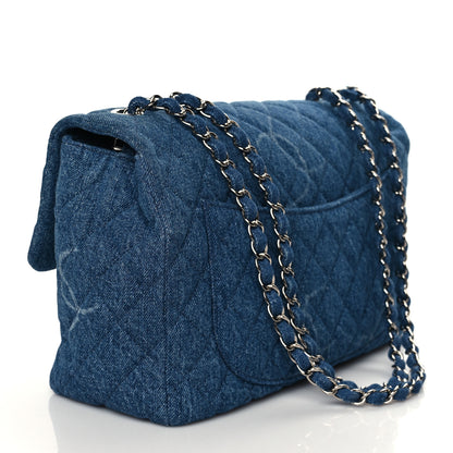 Chanel Denim Quilted CC Print Jumbo Single Flap Blue 3 of 11