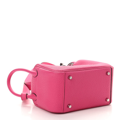 Hermes Taurillon Clemence Mini Lindy 20 Rose Shocking 4 of 9