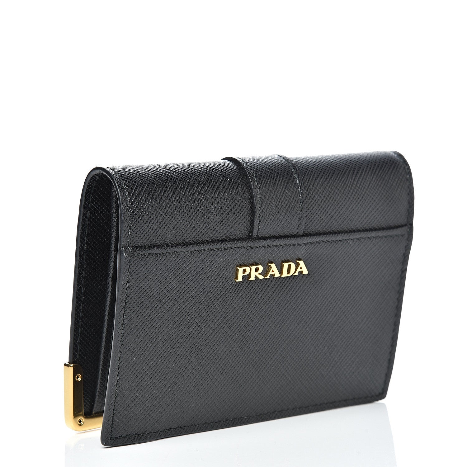 Prada Saffiano Cahier Compact Flap Wallet Black 2 of 7