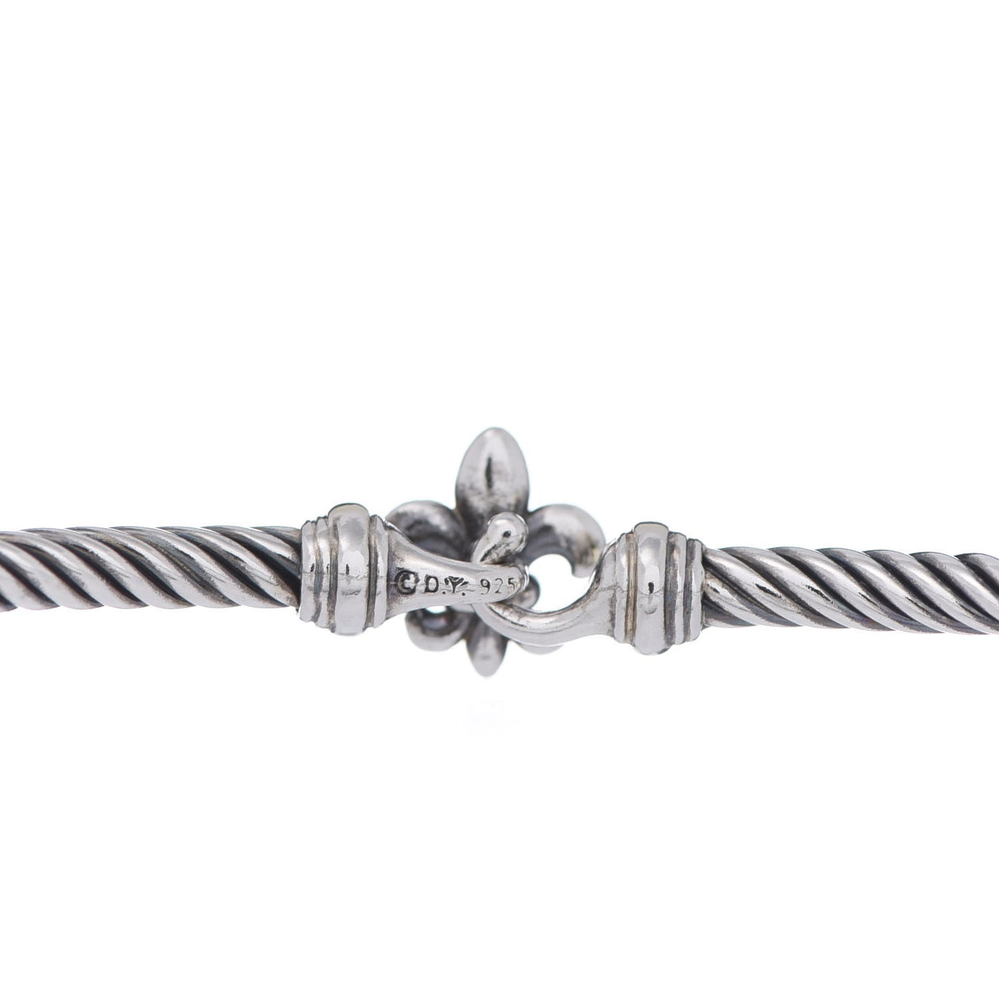 Sterling Silver 18K Yellow Gold 3mm Cable Collectibles Fleur De Lis Bracelet