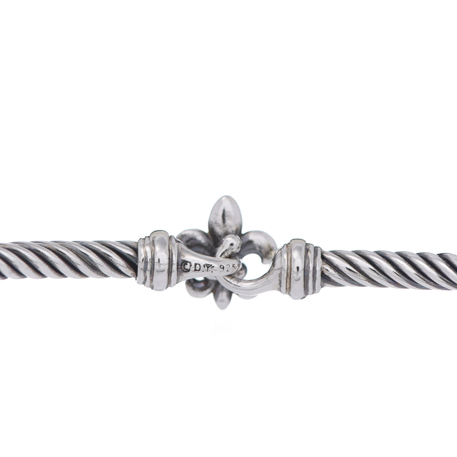David Yurman Sterling Silver 18K Yellow Gold 3mm Cable Collectibles Fleur De Lis Bracelet 4 of 4