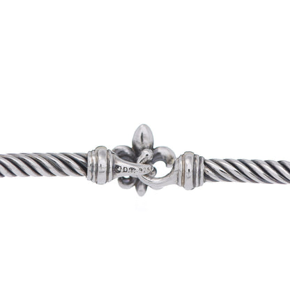 David Yurman Sterling Silver 18K Yellow Gold 3mm Cable Collectibles Fleur De Lis Bracelet 4 of 4