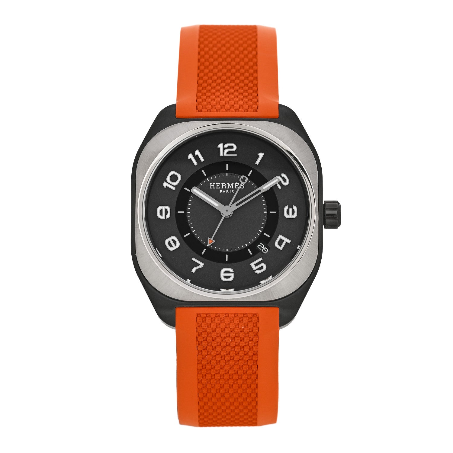 Hermes DLC Coated Titanium Rubber 39mm H08 Automatic Watch Orange 1 of 5