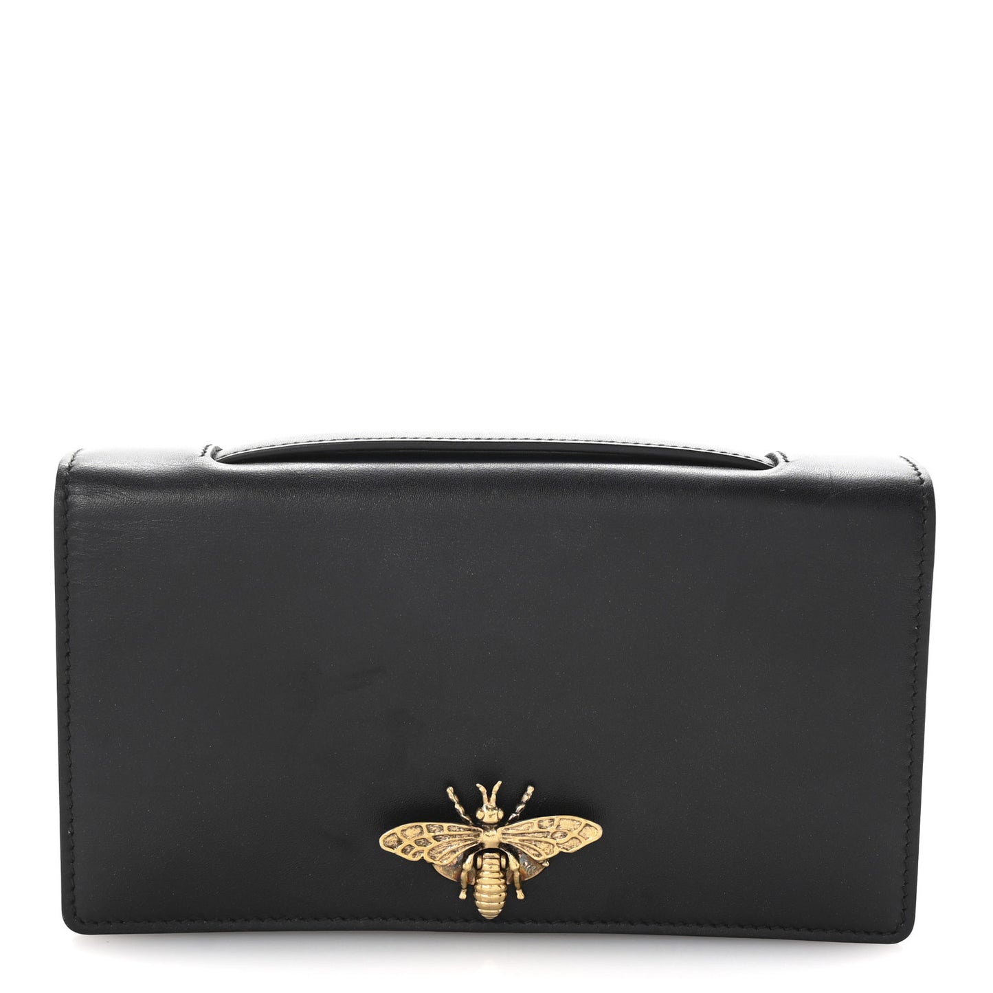 Calfskin Bee Clutch Black