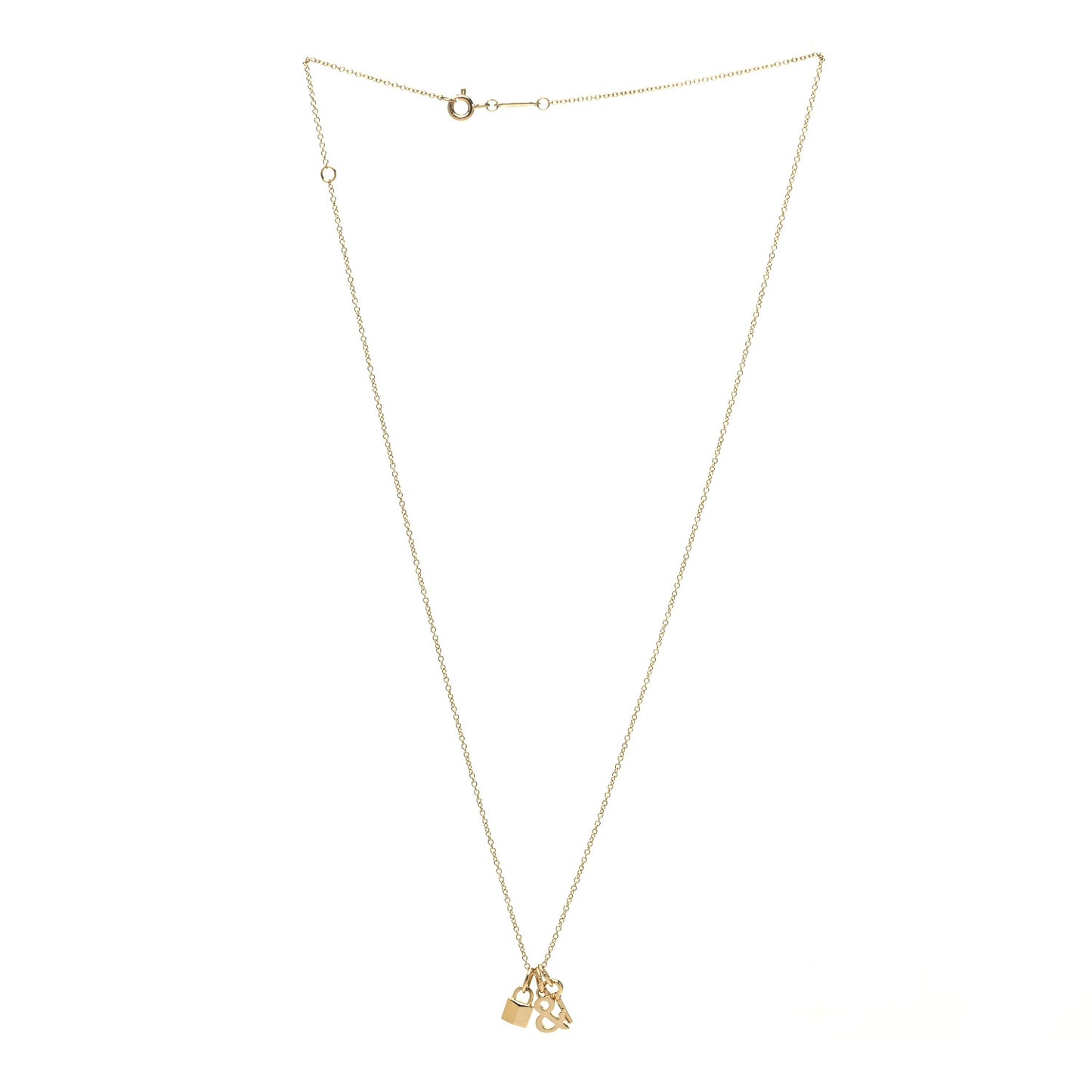18K Yellow Gold Lock and Key Pendant Necklace