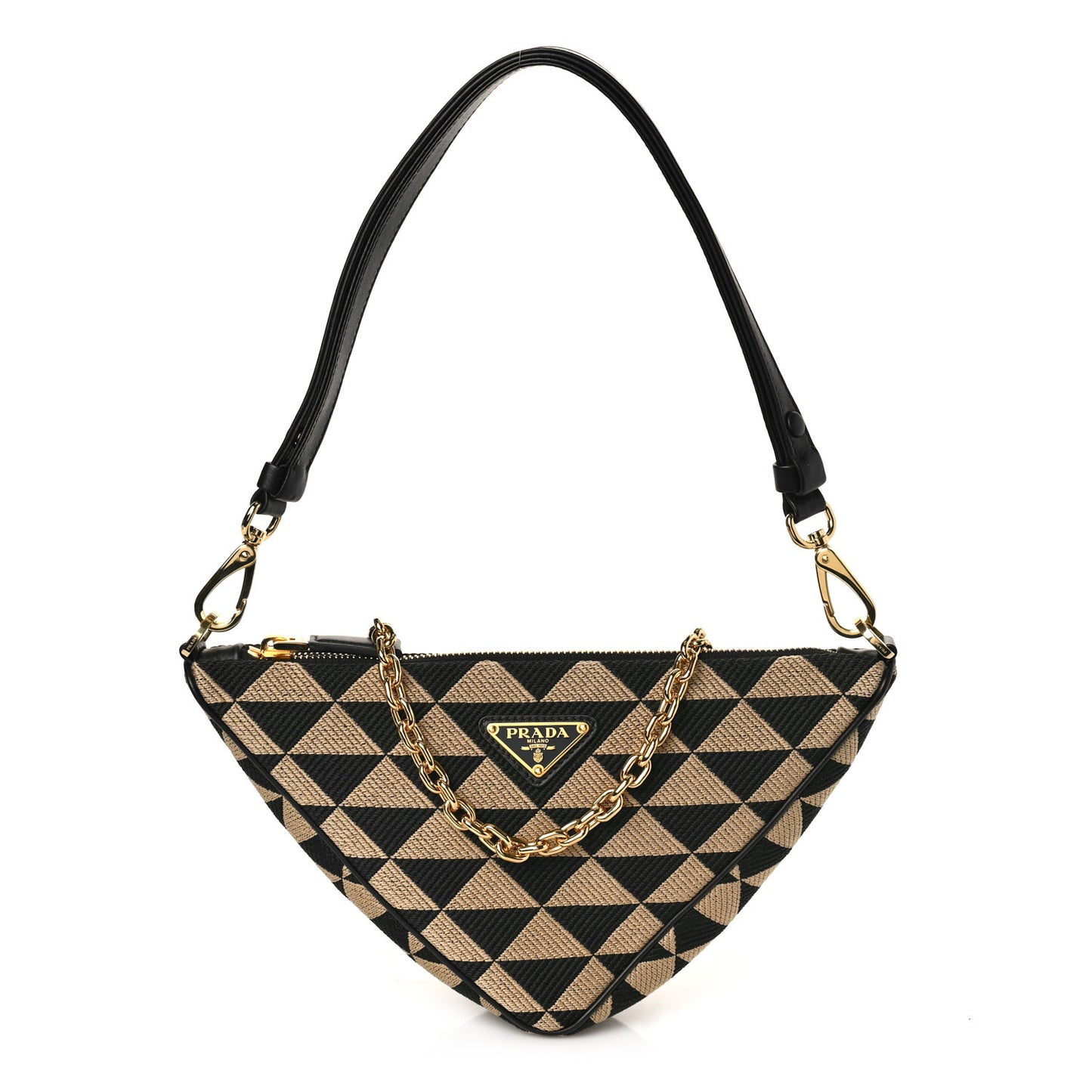 Jacquard Triangolo Symbole Embroidered Mini Triangle Bag Black Corda