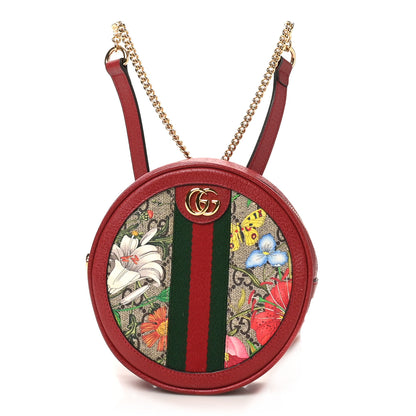 Gucci GG Supreme Monogram Web Flora Mini Ophidia Round Backpack Red 1 of 10