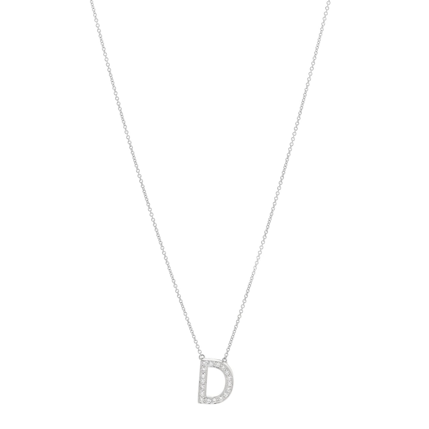 Platinum Diamond Letter D Pendant Necklace