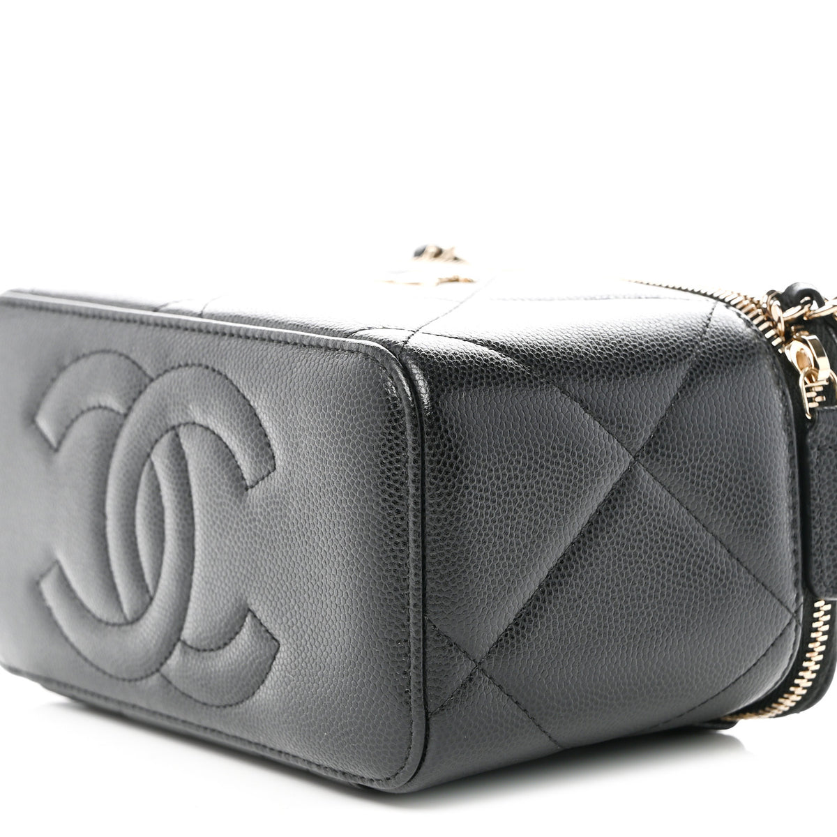 Caviar Quilted Top Handle Long Vanity Black