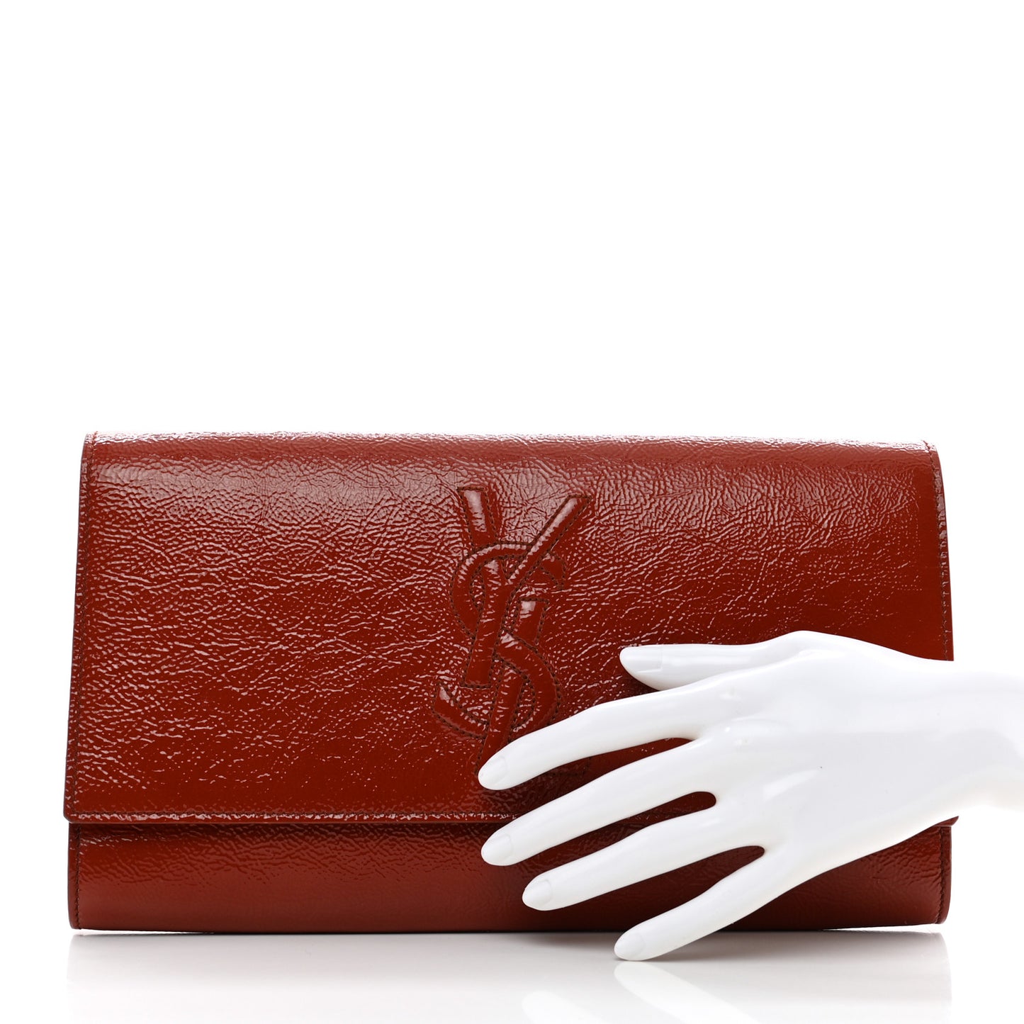 Textured Patent Monogram Large Belle De Jour Clutch Orange