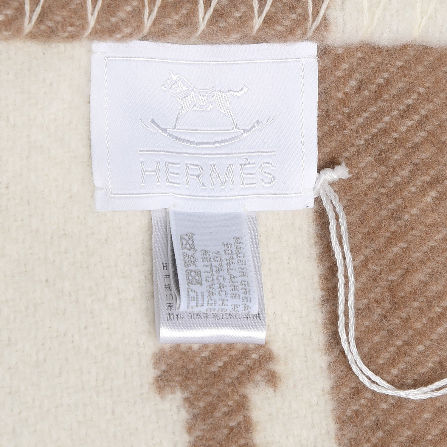 Hermes Wool Cashmere Avalon Baby Blanket Noisette Moyen White 6 of 6